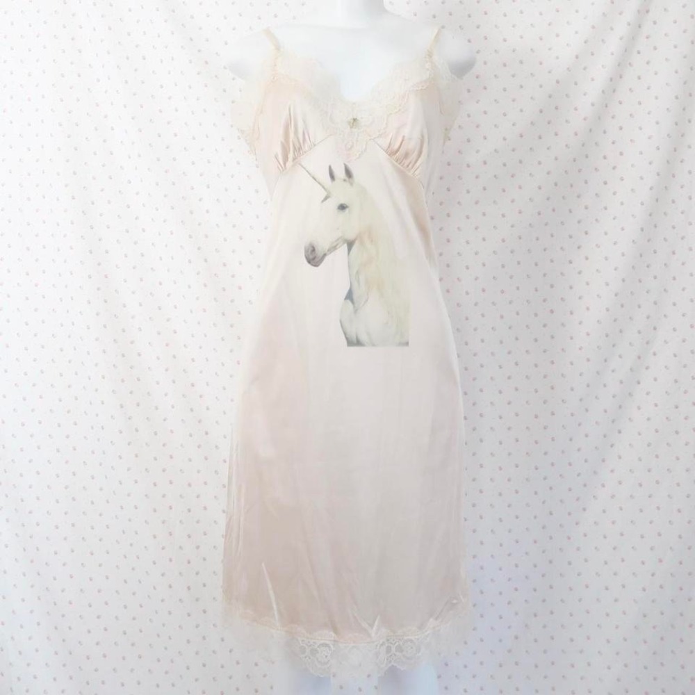 unicorn slip dress y2k lace trim satin cami dress fairycore coquette
